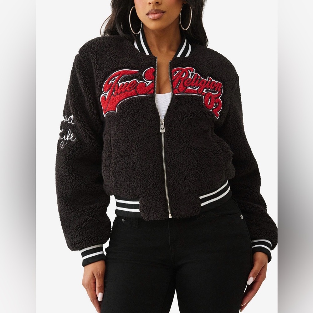 True Religion Chenille Varsity Bomber Jacket